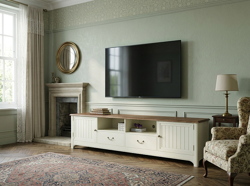 Бежевая консоль "Оливия (Olivia)" под TV удлиненная арт GC3006С