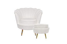 Кресло с пуфом ракушка Pearl Beige в Краснодаре