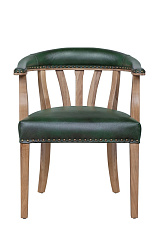 Мягкий стул с подлокотниками Tanner Green Leather