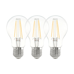 Комплект из 3-х светод. филаментн. ламп A60, 6,5W(E27), 2700K