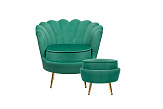 Кресло с пуфом ракушка Pearl Green V2 №0