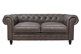 Диван из коричневой кожи Chesterfield Brown Leather 2S в Краснодаре