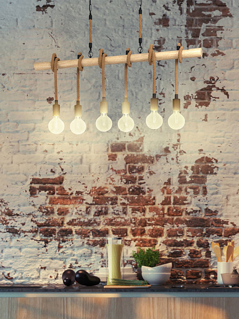 43319 Подвес YOUNGSTOWN, 6х40W(E27), сталь, дерево/черный, коричневый в Краснодаре 43319 Подвес YOUNGSTOWN, 6х40W(E27), сталь, дерево/черный, коричневый