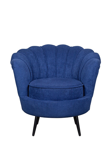 Низкое кресло ракушка Pearl синий на черных ножках