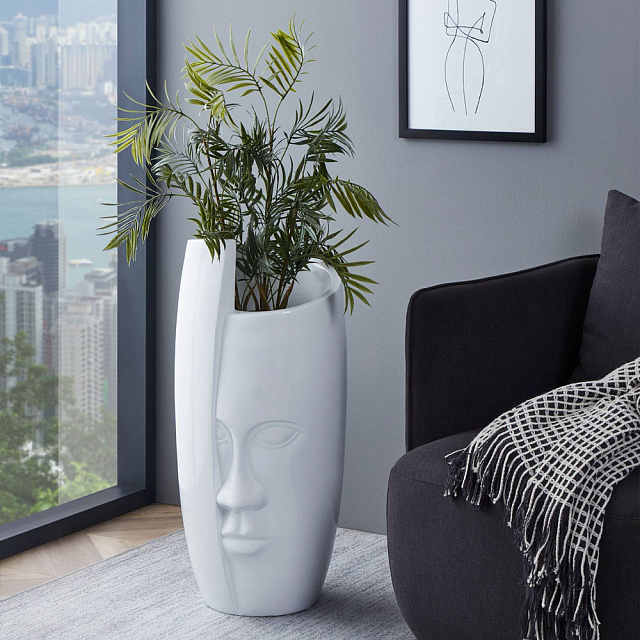 421112 Ваза напольная декоративная TSU, H720, ?320, пластик, белый в Краснодаре 421112 Ваза напольная декоративная TSU, H720, ?320, пластик, белый