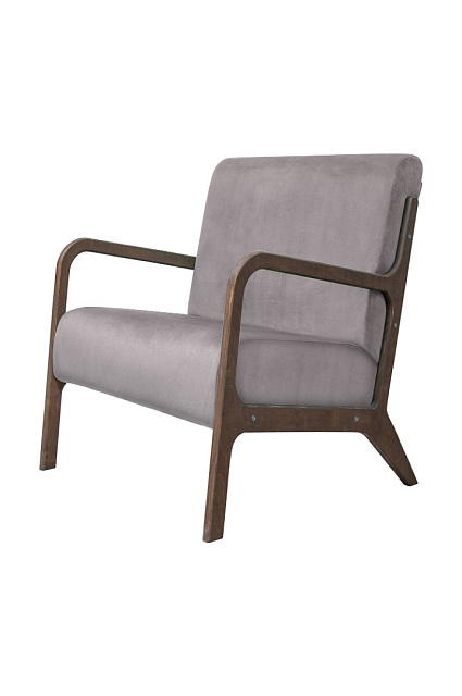 Низкое кресло с деревянными подлокотниками Mody Grey серый