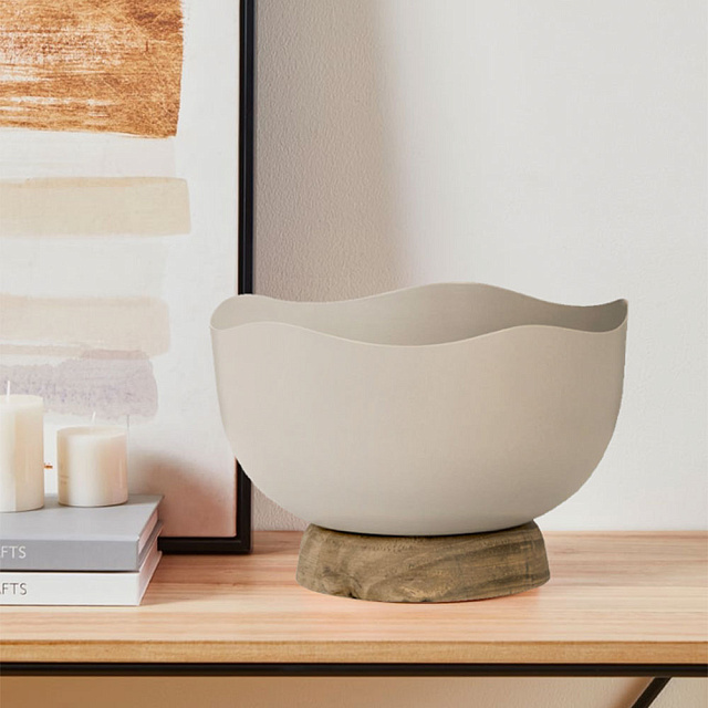 427511 Декоративная чаша MONYWA, H110 металл, дерево, бежевый, натуральный в Краснодаре 427511 Декоративная чаша MONYWA, H110 металл, дерево, бежевый, натуральный