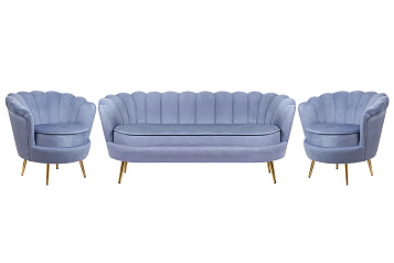 Комплект кресел и дивана ракушка Pearl Triple Blue