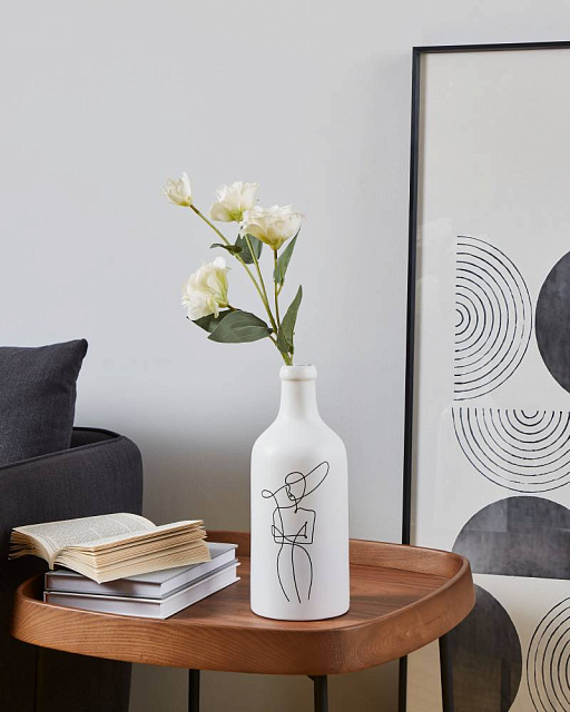 421121 Ваза декоративная KITAKATA, H300, ?130, керамика, белый, черный в Краснодаре 421121 Ваза декоративная KITAKATA, H300, ?130, керамика, белый, черный