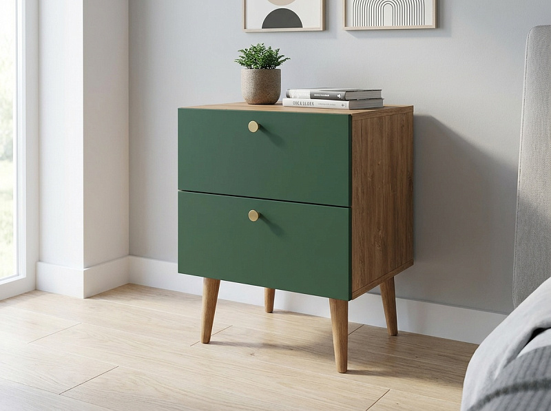 Тумбочка "Бербер (Berber)" с двумя ящиками арт BB03/Print_6000, разноцветная