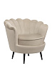 Низкое кресло ракушка Pearl Taupe на черных ножках №1