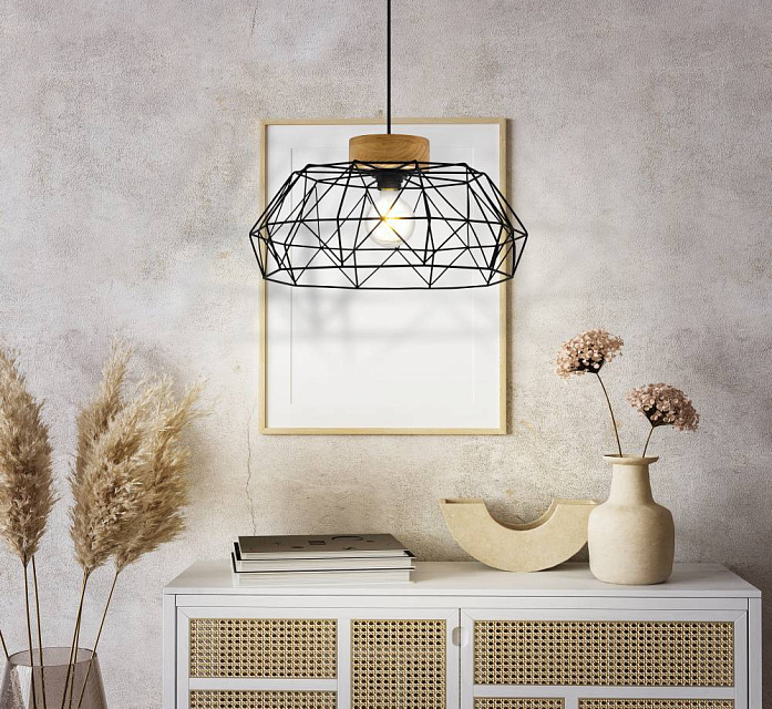 44089 Подвес PADSTOW, 1х60W(E27), ?455, H1100, сталь, дерево, черный, натуральный в Краснодаре 44089 Подвес PADSTOW, 1х60W(E27), ?455, H1100, сталь, дерево, черный, натуральный