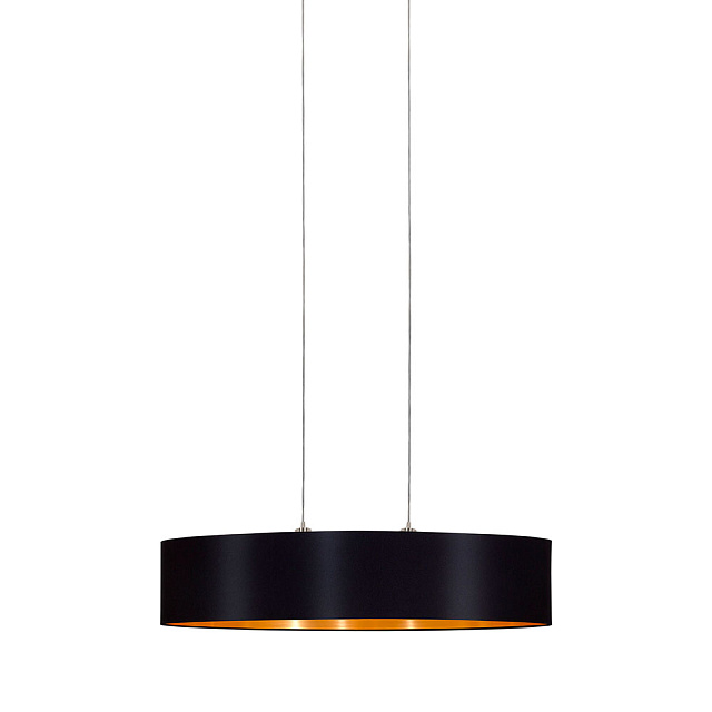 31616 Подвес MASERLO, 2х60W (E27), 1000х250, никель мат./текстиль, черный, золотой в Краснодаре 31616 Подвес MASERLO, 2х60W (E27), 1000х250, никель мат./текстиль, черный, золотой