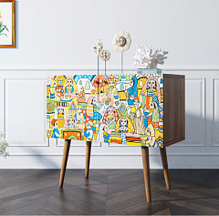 Комод на высоких ножках "Berber" малый 1 принт арт BB13/Print_01