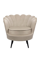 Низкое кресло ракушка Pearl Taupe на черных ножках в Краснодаре