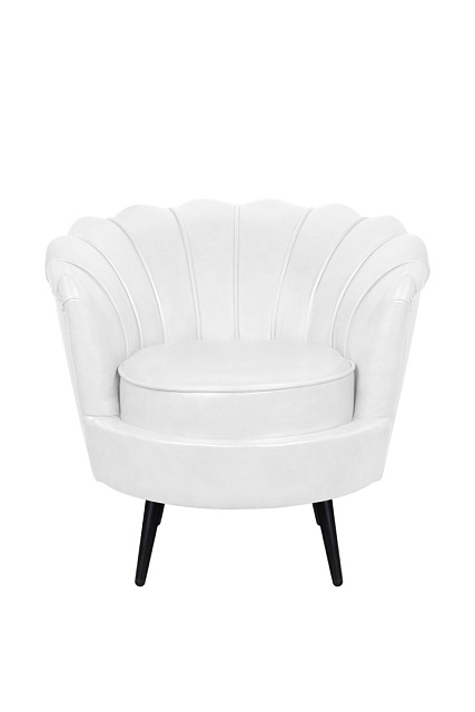 Низкое кресло ракушка Pearl White на черных ножках