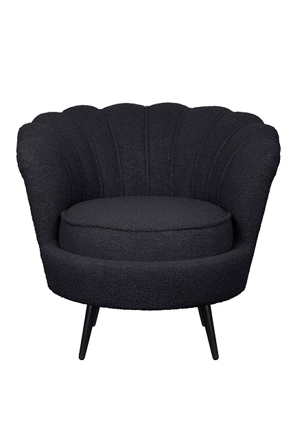 Низкое кресло ракушка Pearl Black Boucle на черных ножках в Краснодаре Низкое кресло ракушка Pearl Black Boucle на черных ножках