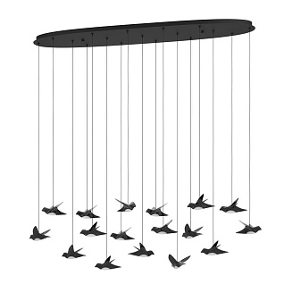 390353 Люстра диммируемая PARATEBUENO, 17X3W (LED), 3000K, 6460lm, L1480, B260, H2200, сталь, черный/сталь, пластик, черный никель, сатинированный