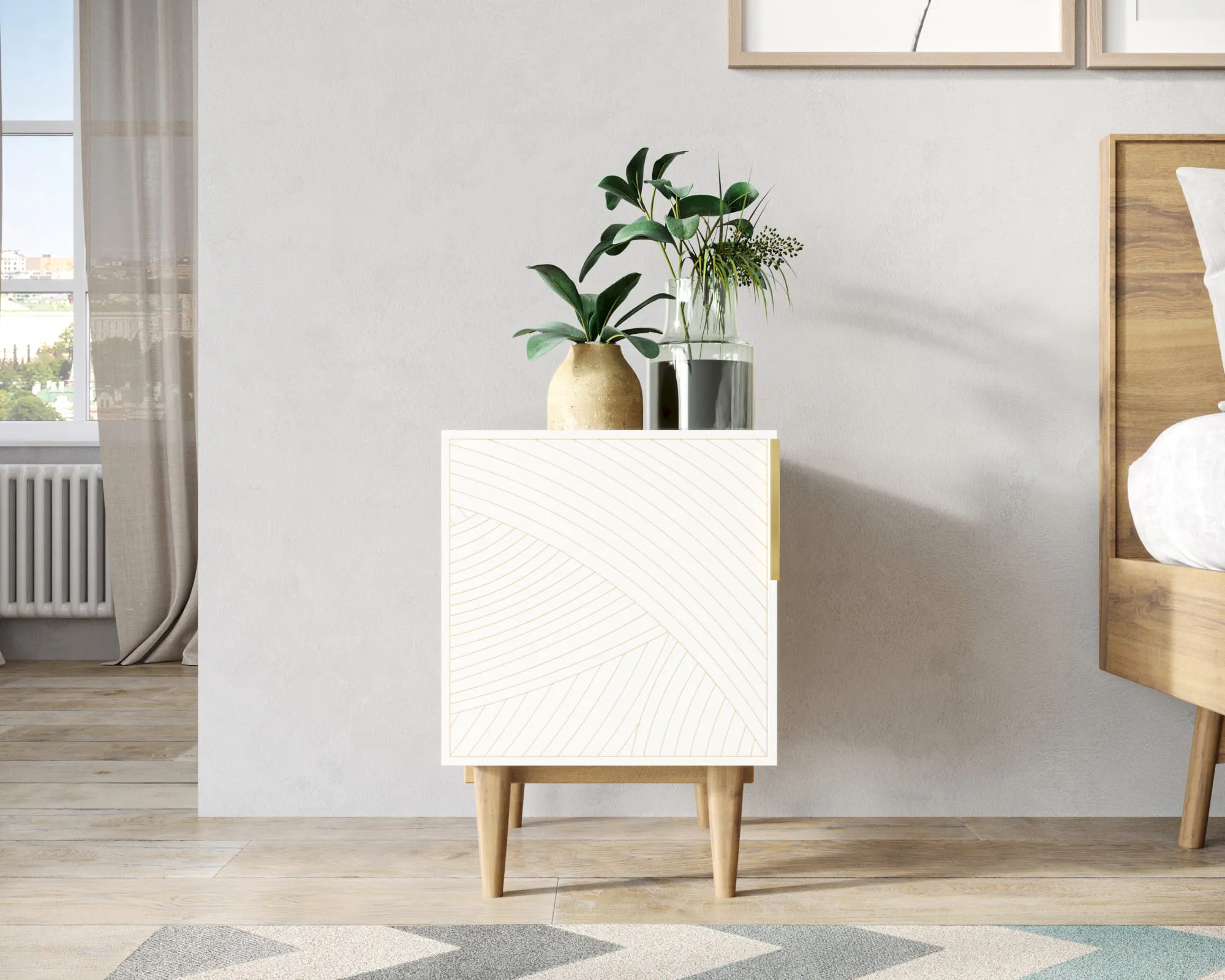 Тумбочка с дверкой "Лайн (Line)" LN08/GR1/beige в интернет-магазине