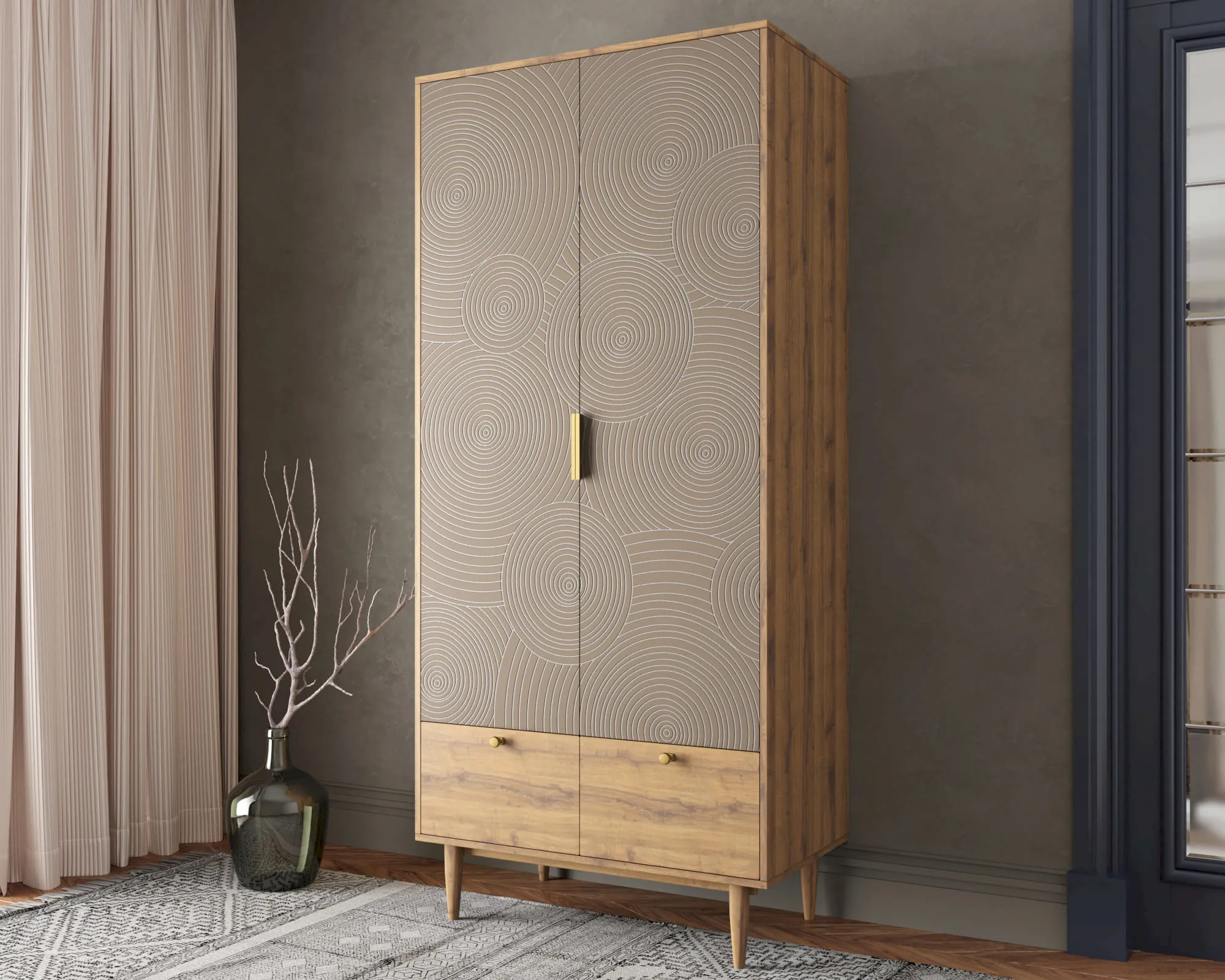 заказать Шкаф двухстворчатый  с ящиками "Лайн (Line)" R26/beige