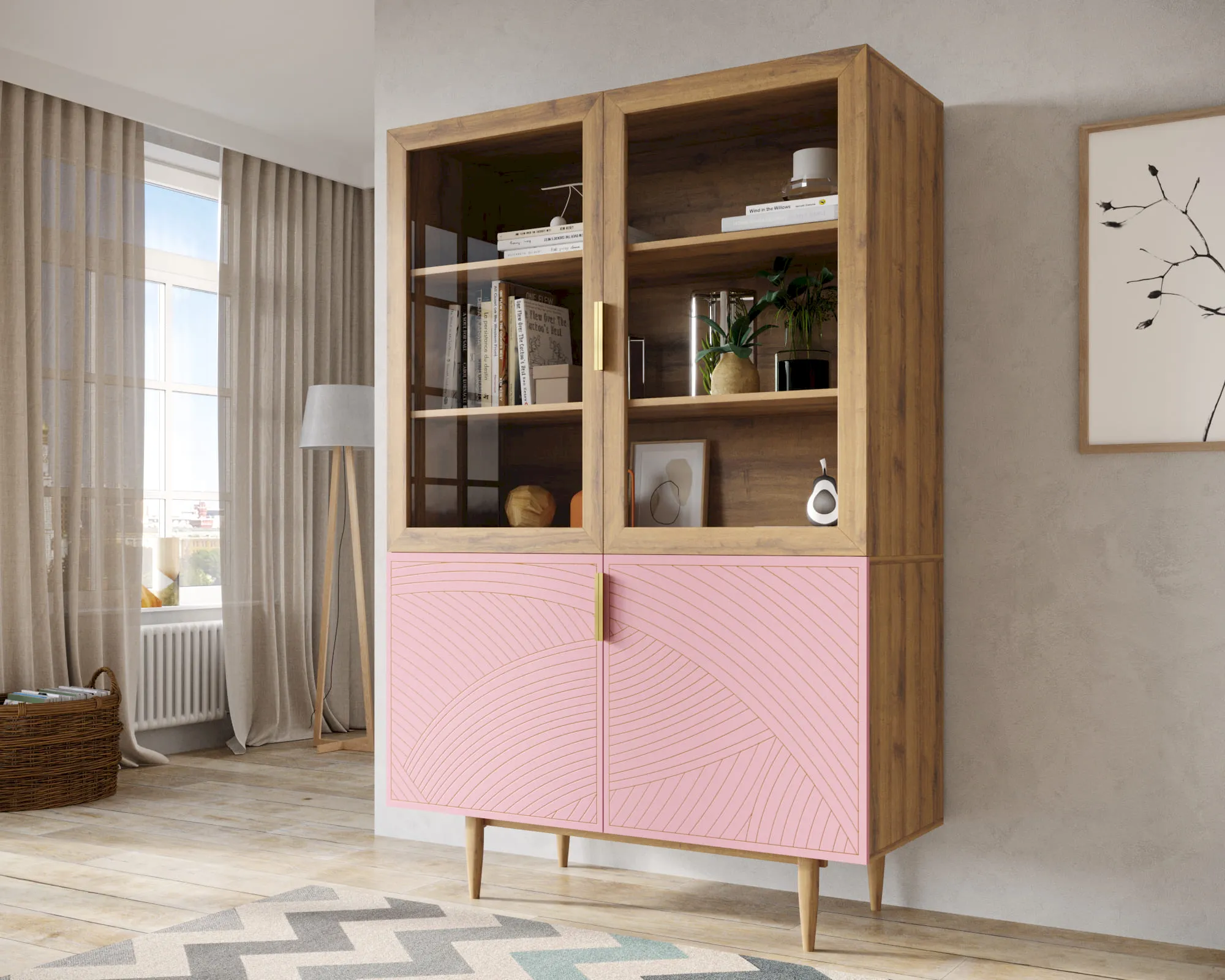 заказать Буфет с двумя дверками "Лайн (Line)" LN11/GR1/pink в Москве заказать Буфет с двумя дверками "Лайн (Line)" LN11/GR1/pink