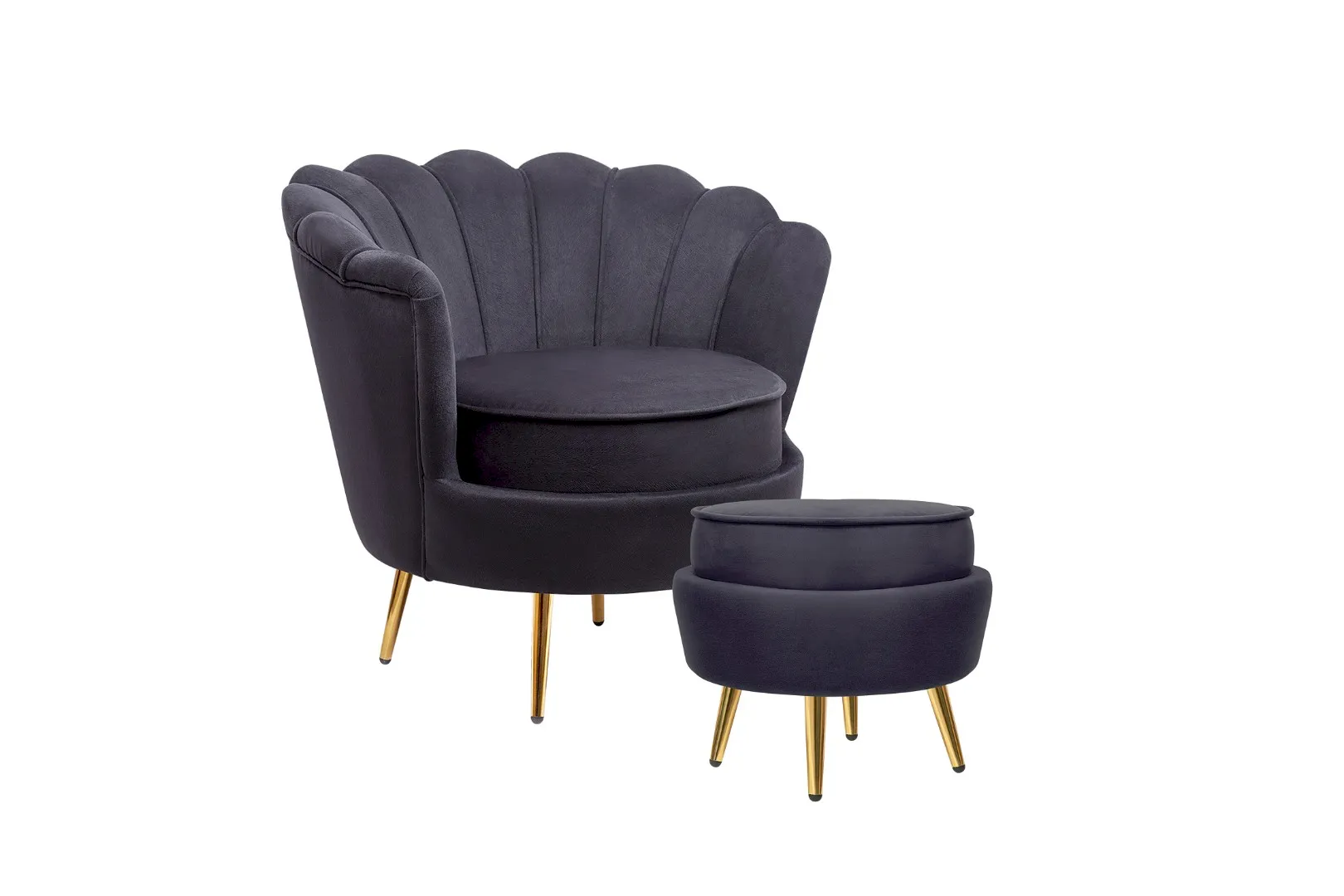 купить Кресло с пуфом ракушка Pearl Black в Краснодаре