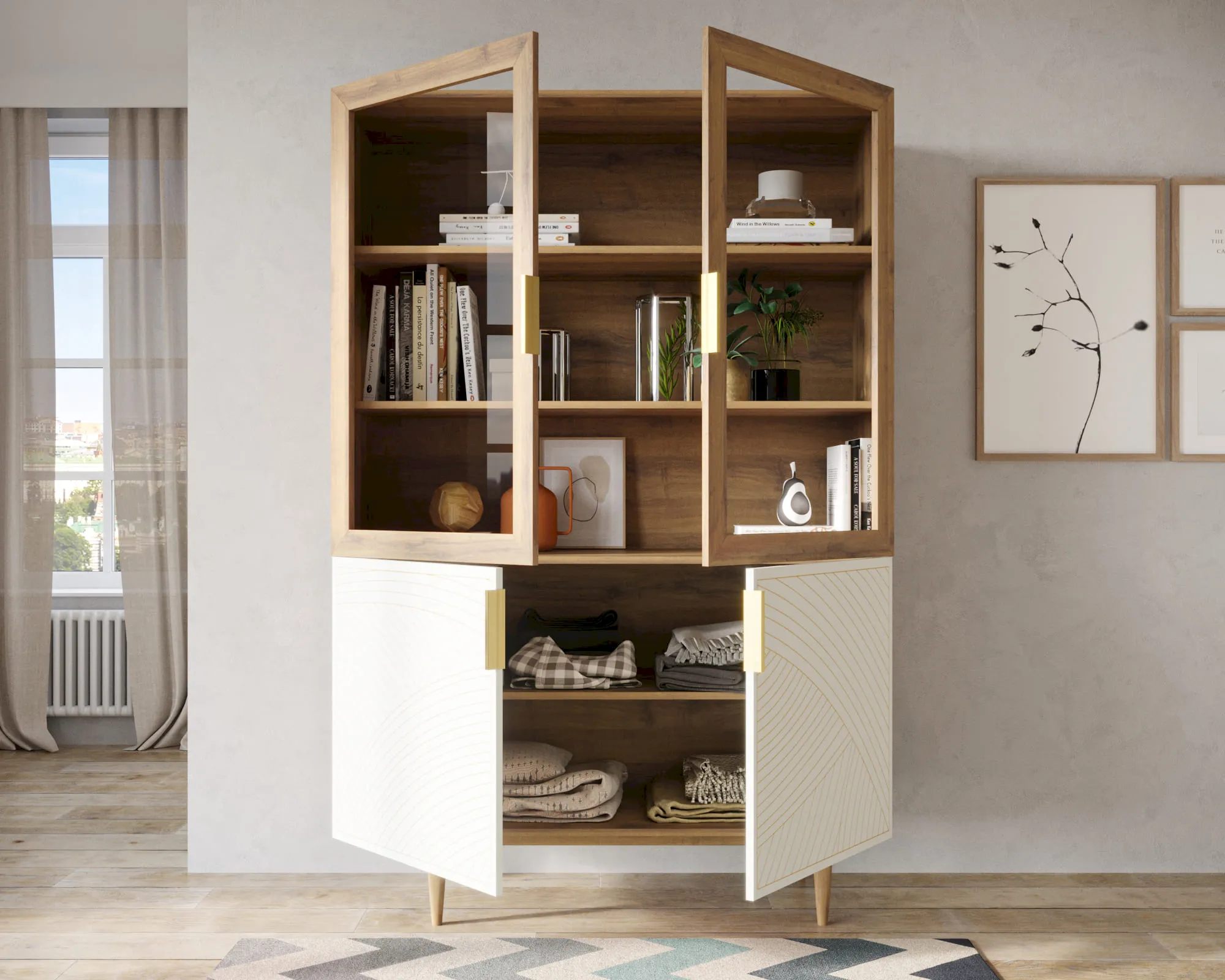 купить Буфет с двумя дверками "Лайн (Line)" LN11/GR1/beige в Москве купить Буфет с двумя дверками "Лайн (Line)" LN11/GR1/beige