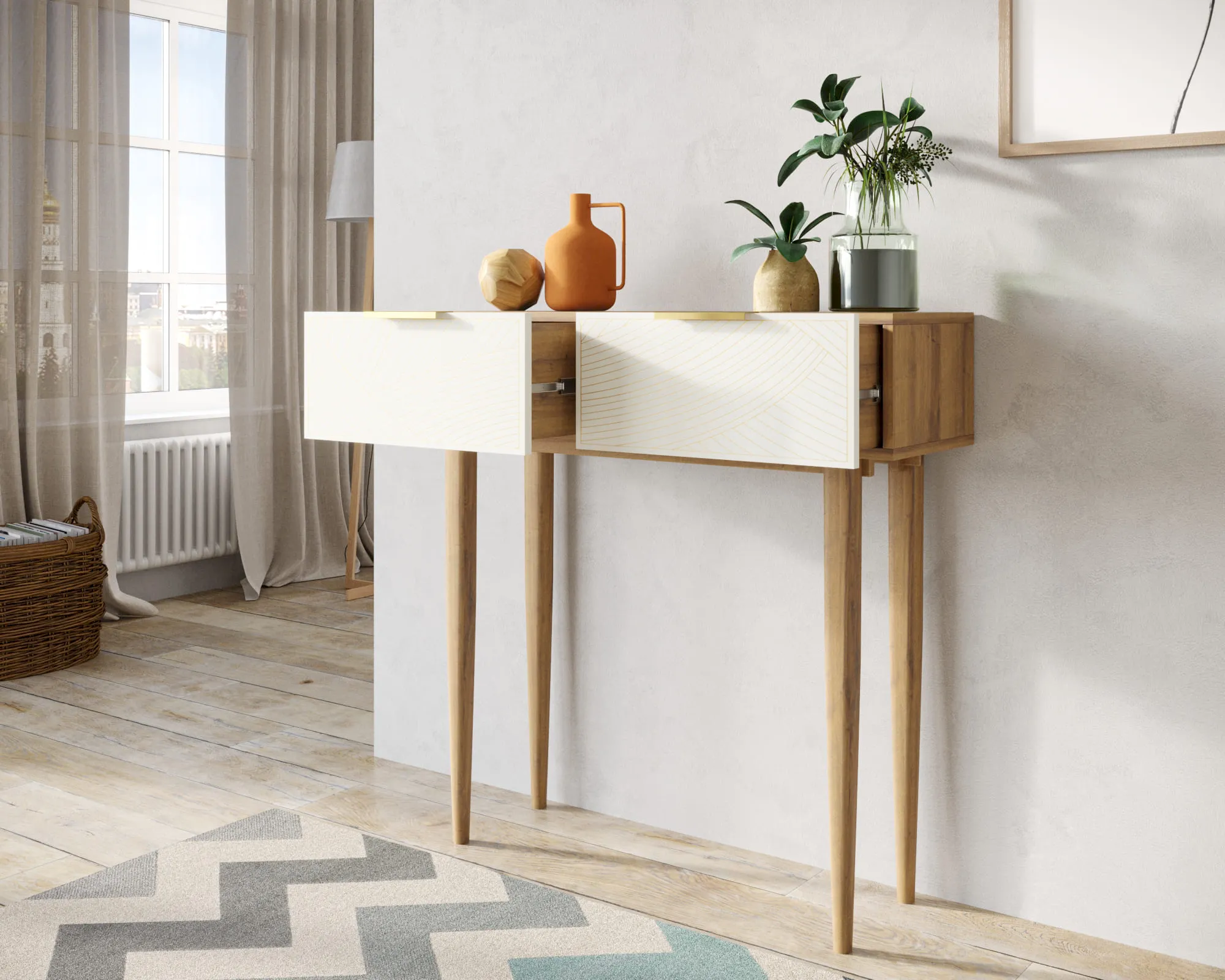 купить Консоль с двумя ящиками "Лайн (Line)" LN16/GR1/beige в Москве купить Консоль с двумя ящиками "Лайн (Line)" LN16/GR1/beige