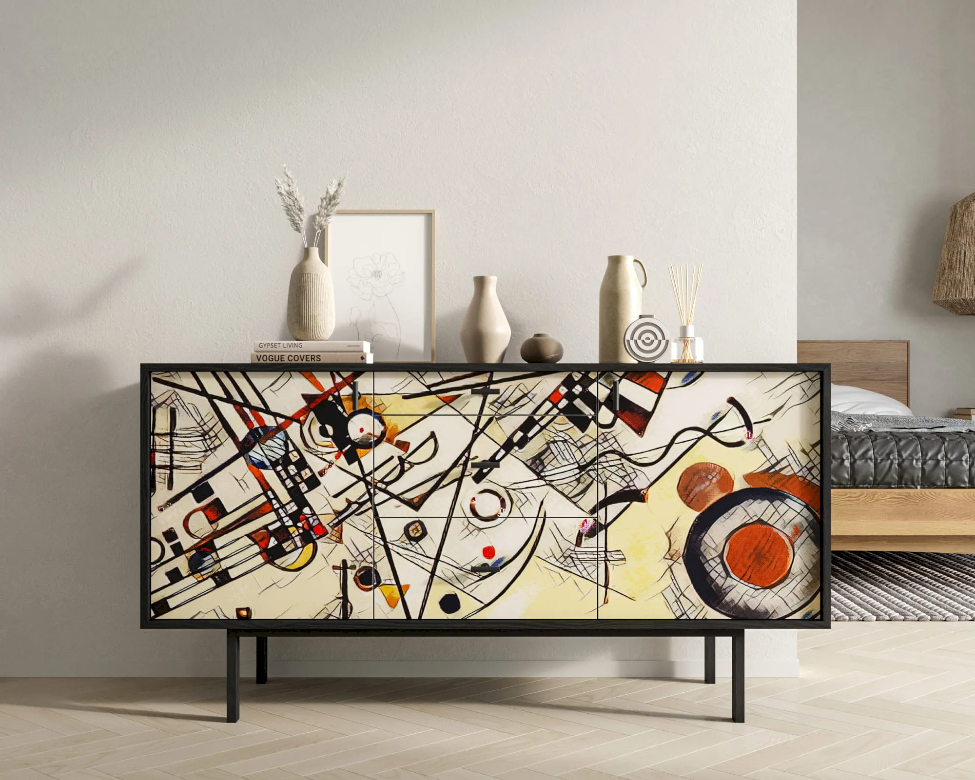 Комод две дверки и три ящика "Эмерсон (Emerson)" by Kandinsky арт EM08/Print_01 в интернет-магазине