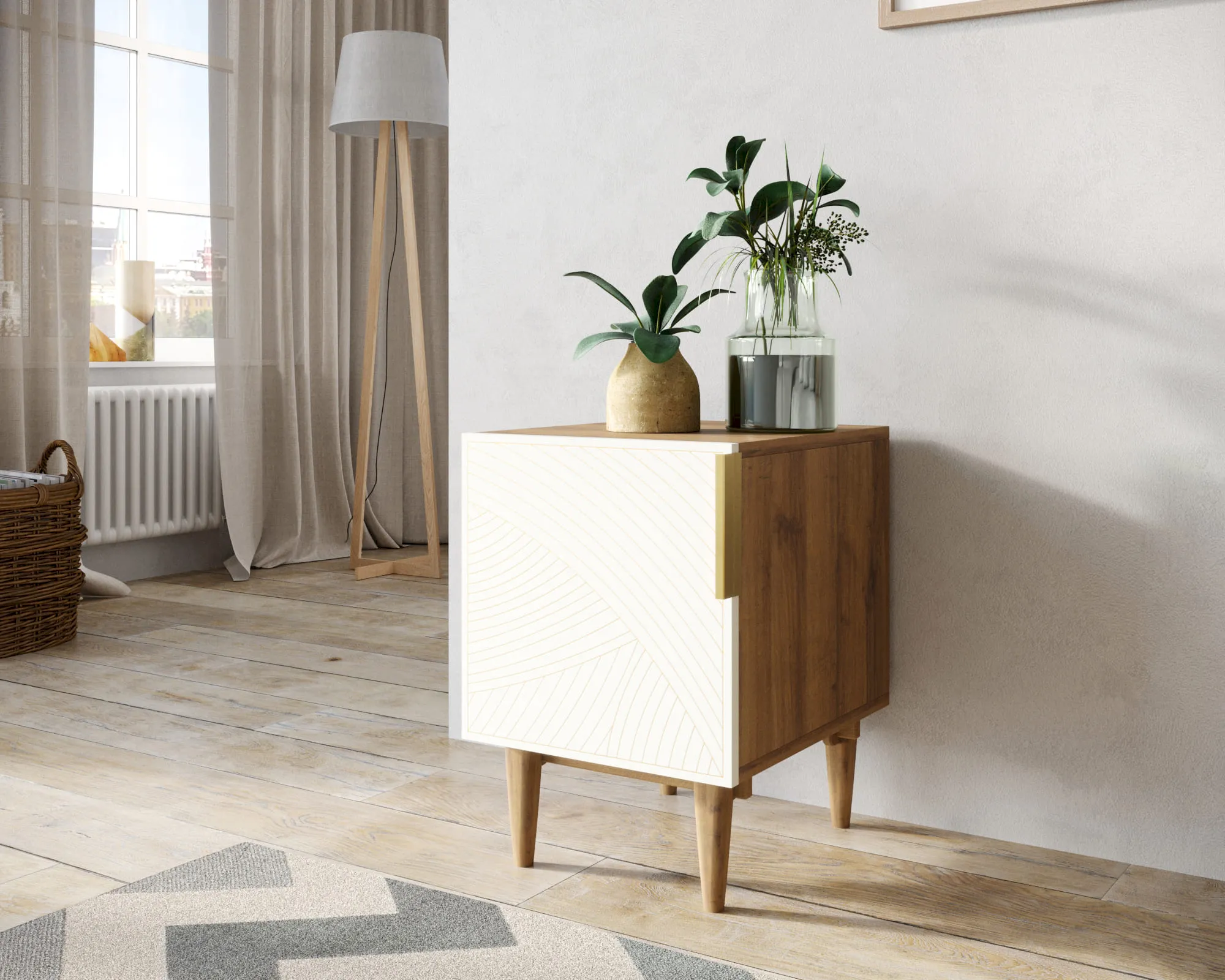 заказать Тумбочка с дверкой "Лайн (Line)" LN08/GR1/beige