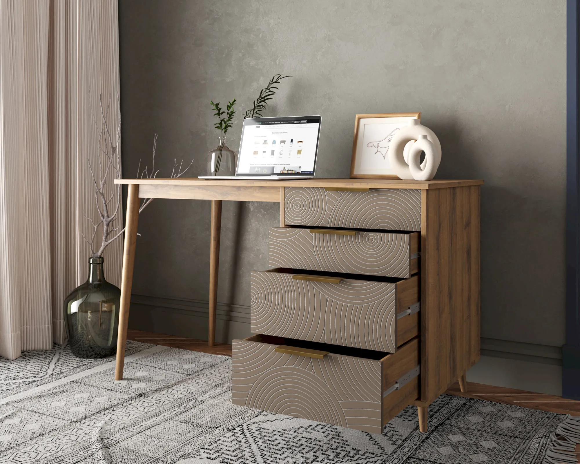 купить Стол рабочий "Лайн (Line)" одной тумбой R23/beige
