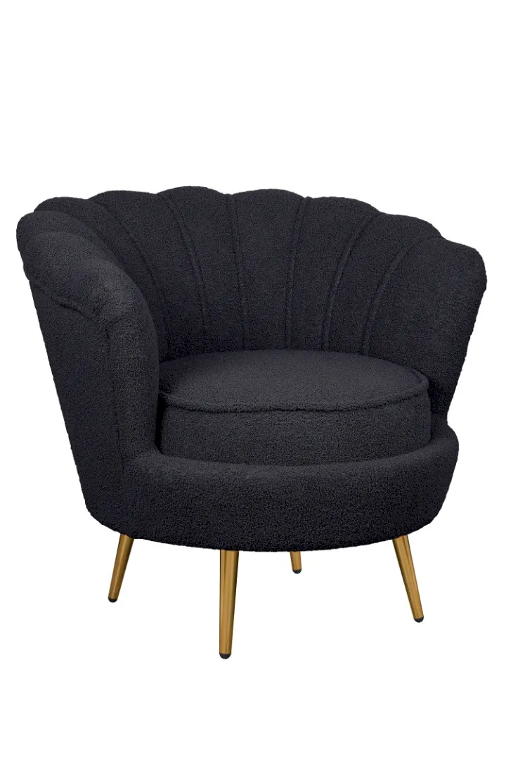 купить Низкое кресло ракушка Pearl Black Boucle в Москве купить Низкое кресло ракушка Pearl Black Boucle