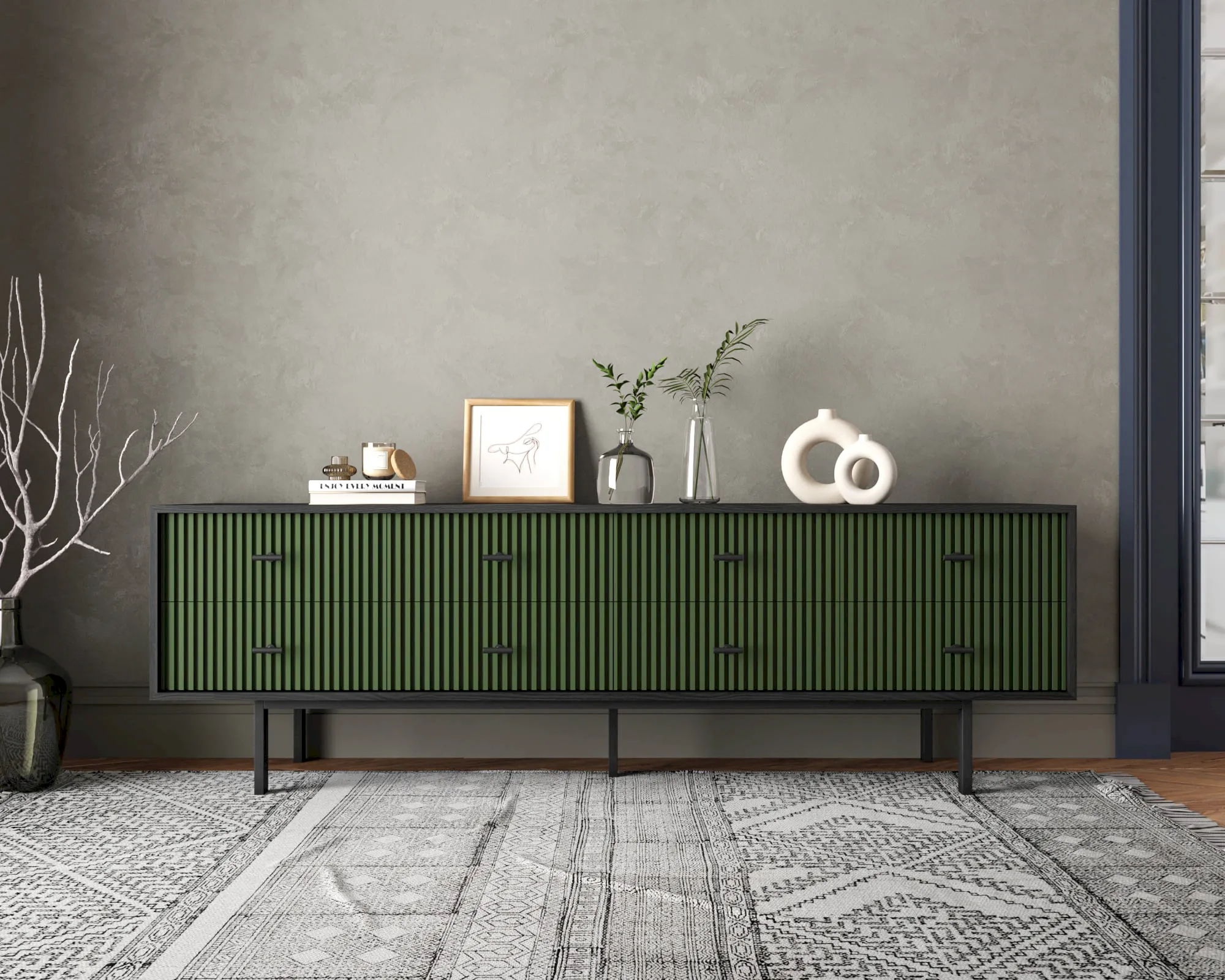 Комод с восемью ящиками "Эмерсон (Emerson)" арт EM03/green/L в интернет-магазине