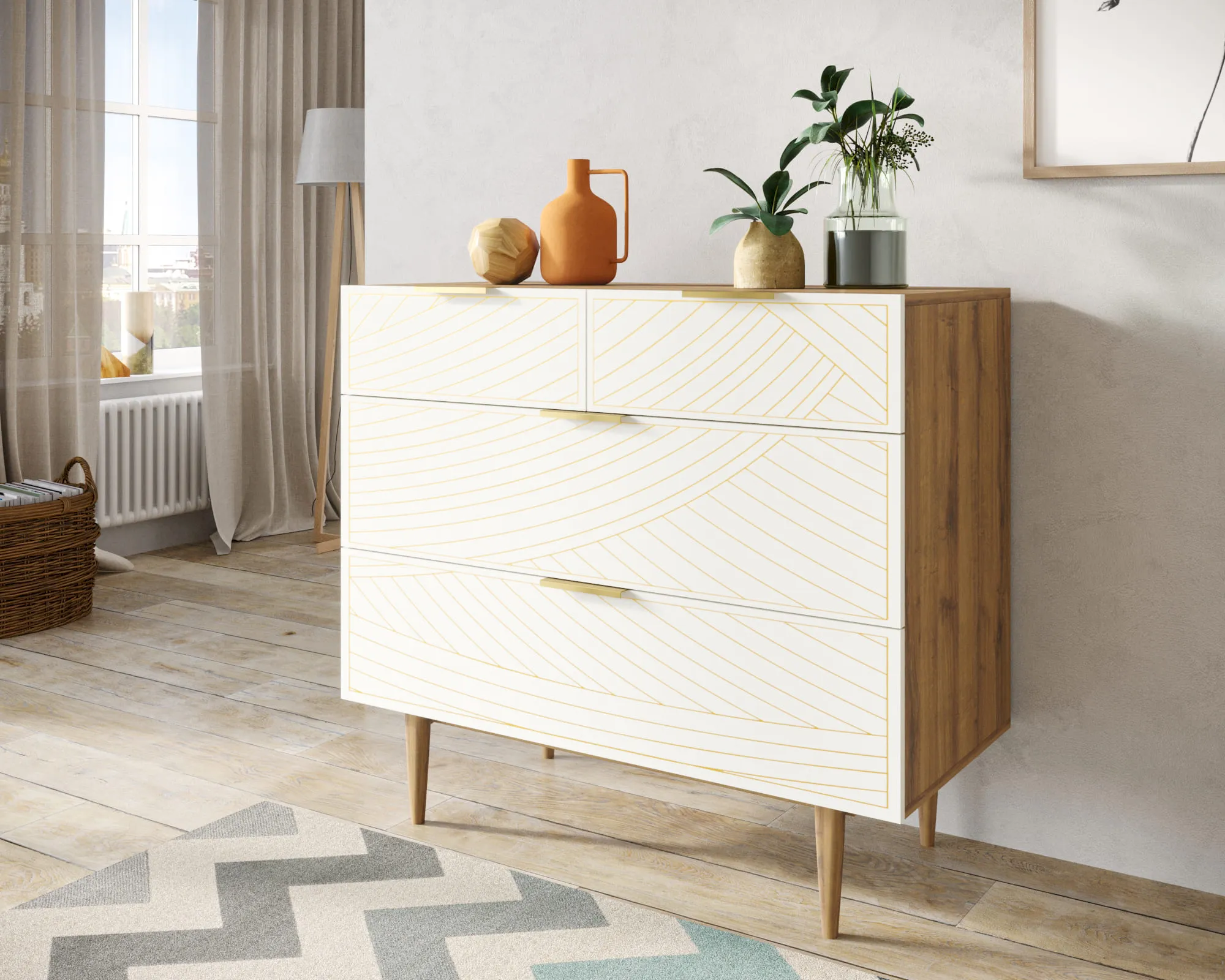 заказать Комод с четыремя ящиками "Лайн (Line)" LN14/GR1/beige в Москве заказать Комод с четыремя ящиками "Лайн (Line)" LN14/GR1/beige