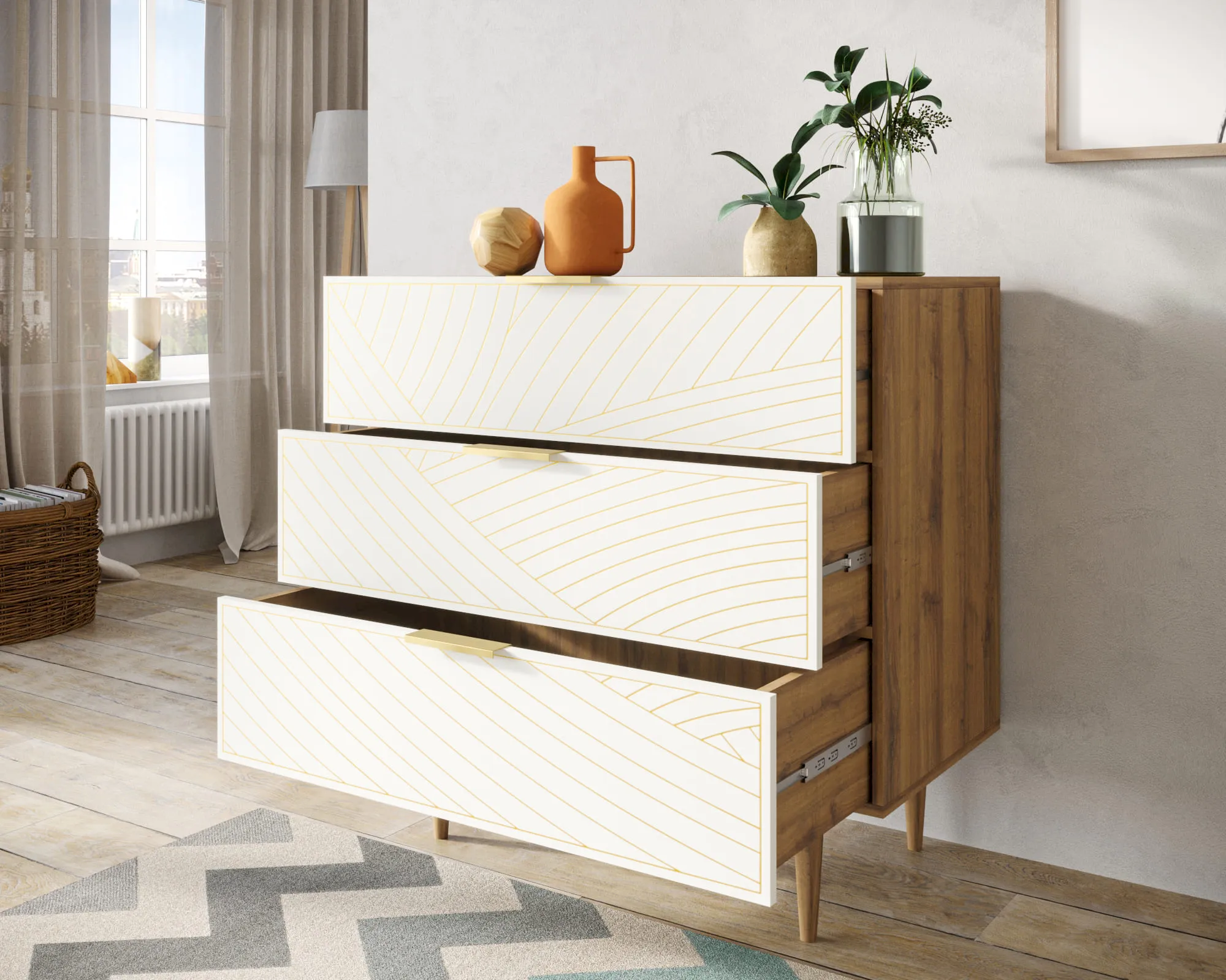 купить Комод с тремя ящиками "Лайн (Line)" LN12/GR1/beige