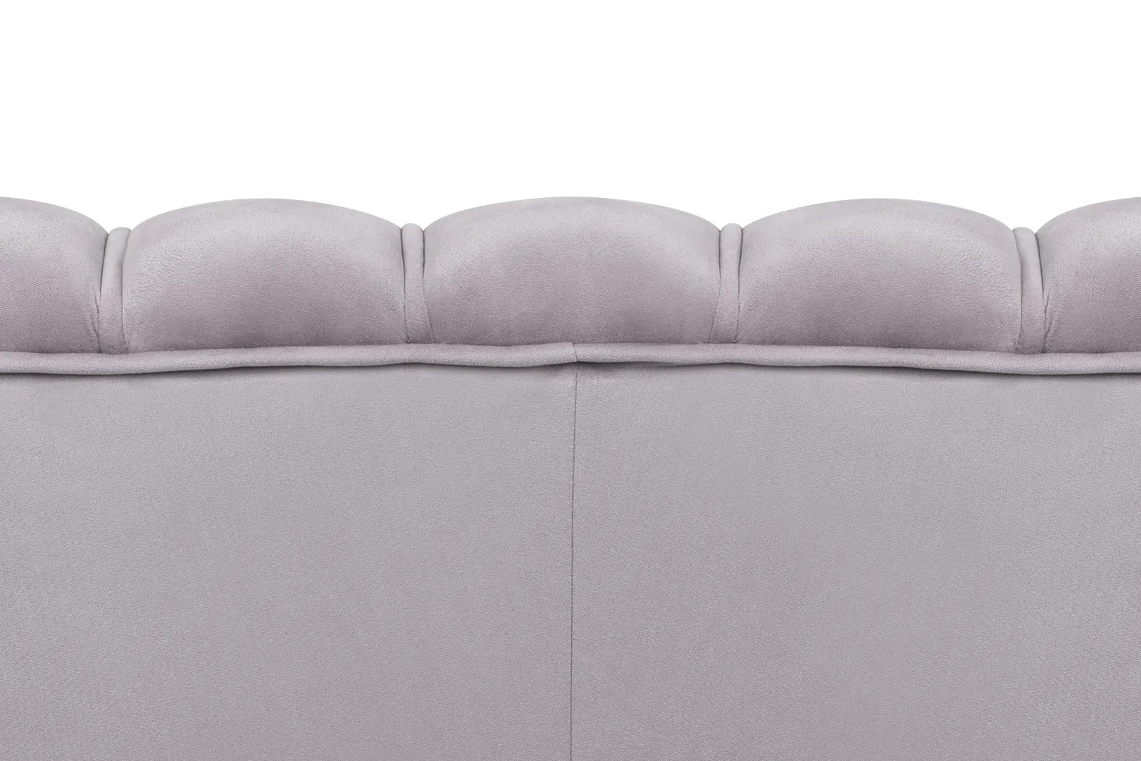 Диван ракушка Pearl Double Grey на черных ножках в интерьере