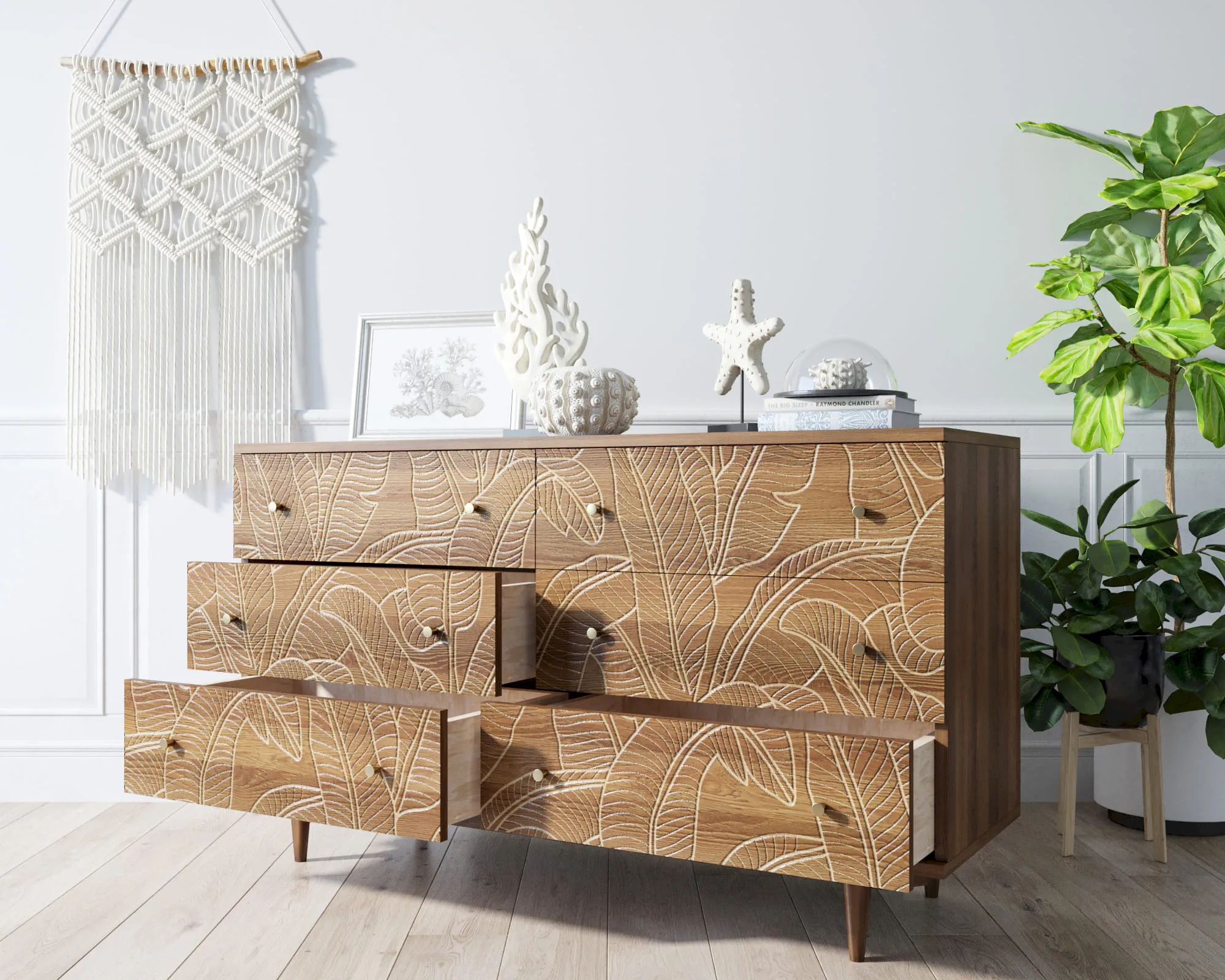 купить Комод "Boho" 6 ящиков джангл арт BH08 в Москве купить Комод "Boho" 6 ящиков джангл арт BH08