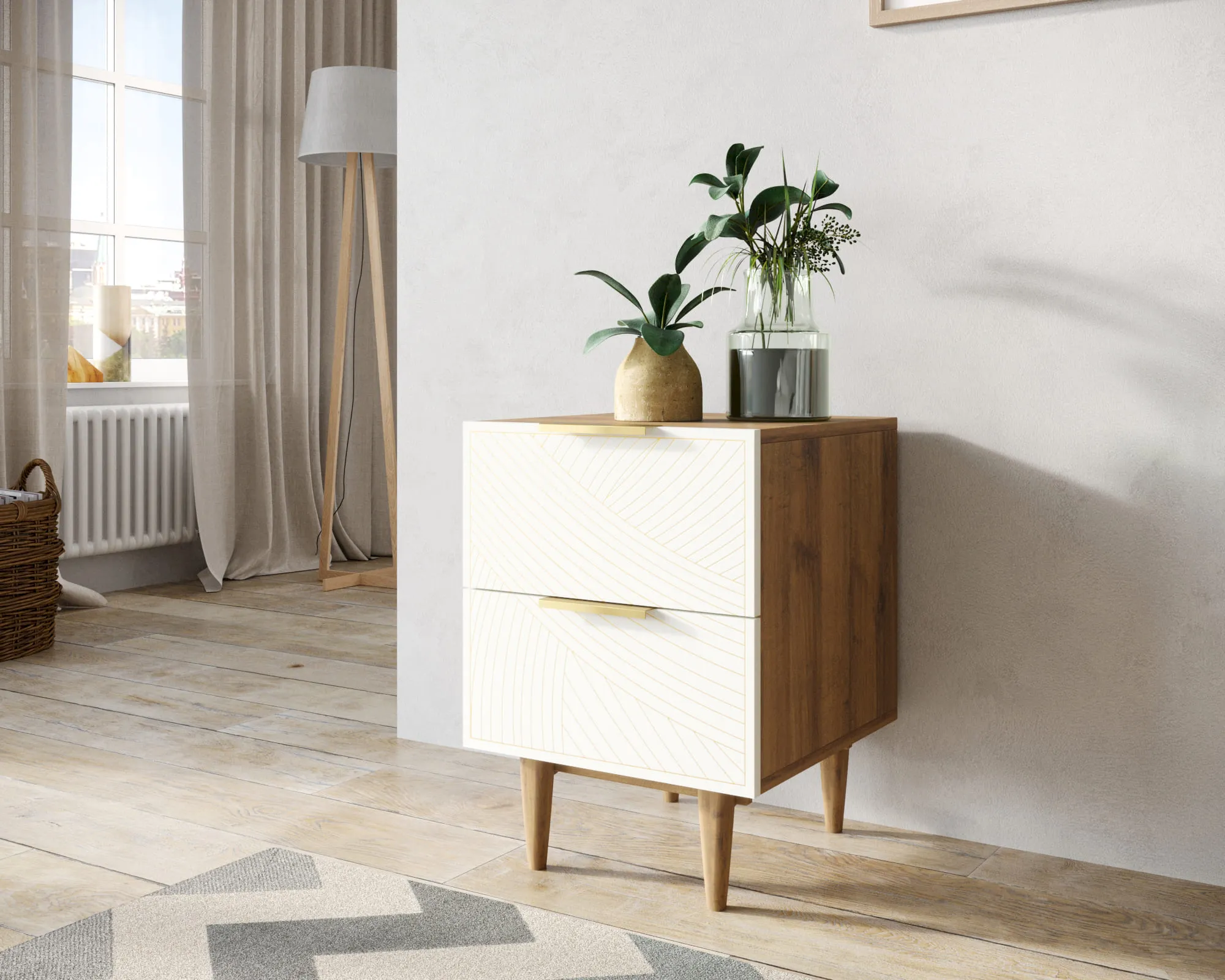 заказать Тумбочка с двумя ящиками "Лайн (Line)" LN07/GR1/beige в Москве заказать Тумбочка с двумя ящиками "Лайн (Line)" LN07/GR1/beige