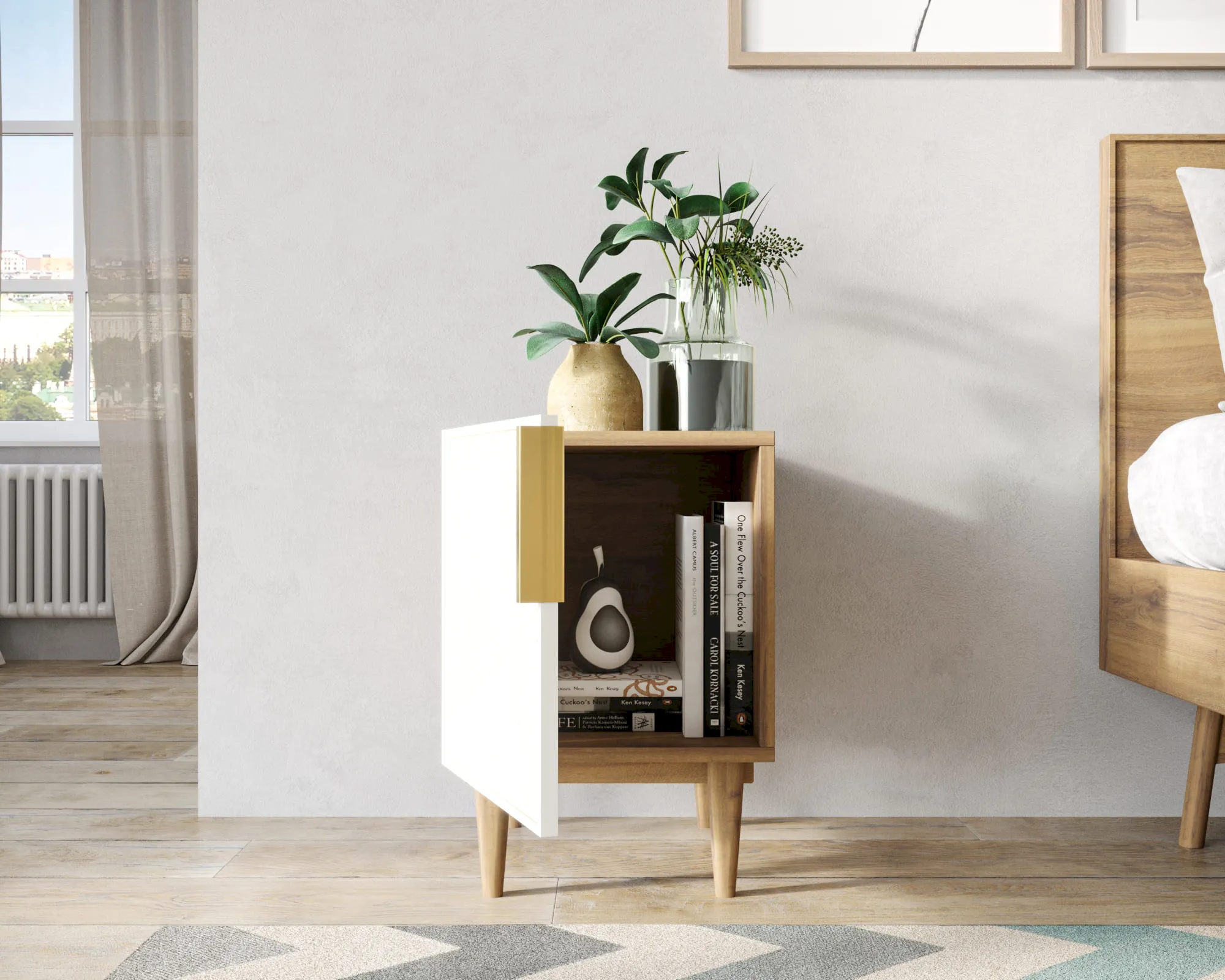 купить Тумбочка с дверкой "Лайн (Line)" LN08/GR1/beige