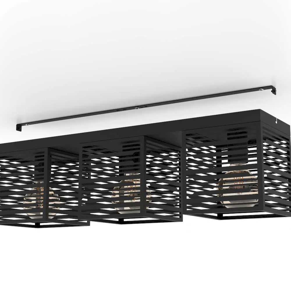 купить 900357 Потолочный светильник PIEDRITAS, 3x40W, E27, L730, B180, H205, сталь, черный