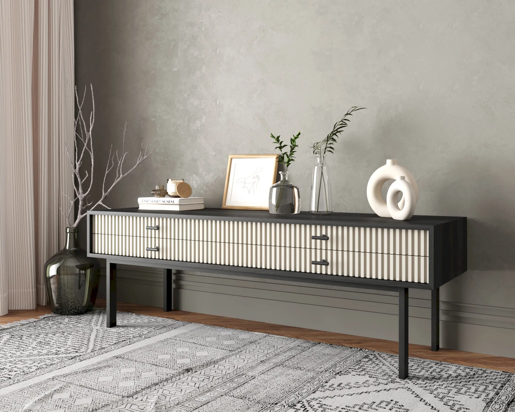 заказать Консоль с двумя ящиками "Эмерсон (Emerson)" арт EM23/milky/L