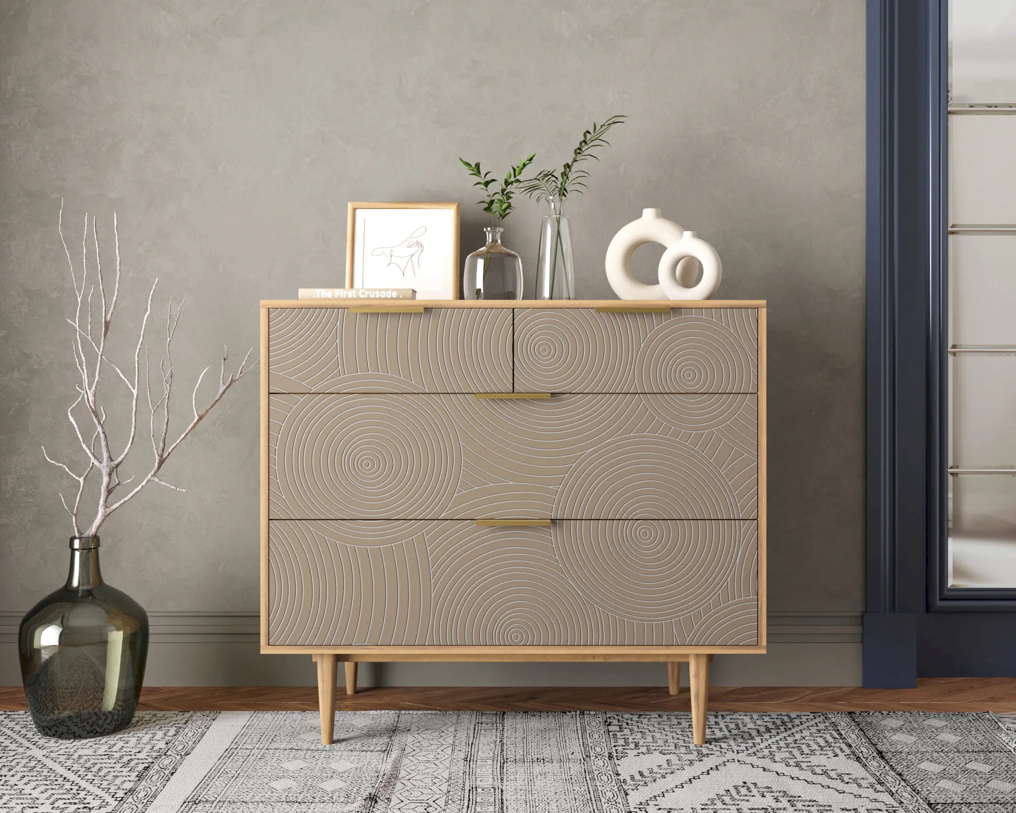 Комод с четыремя ящиками "Лайн (Line)" R22/beige в интернет-магазине