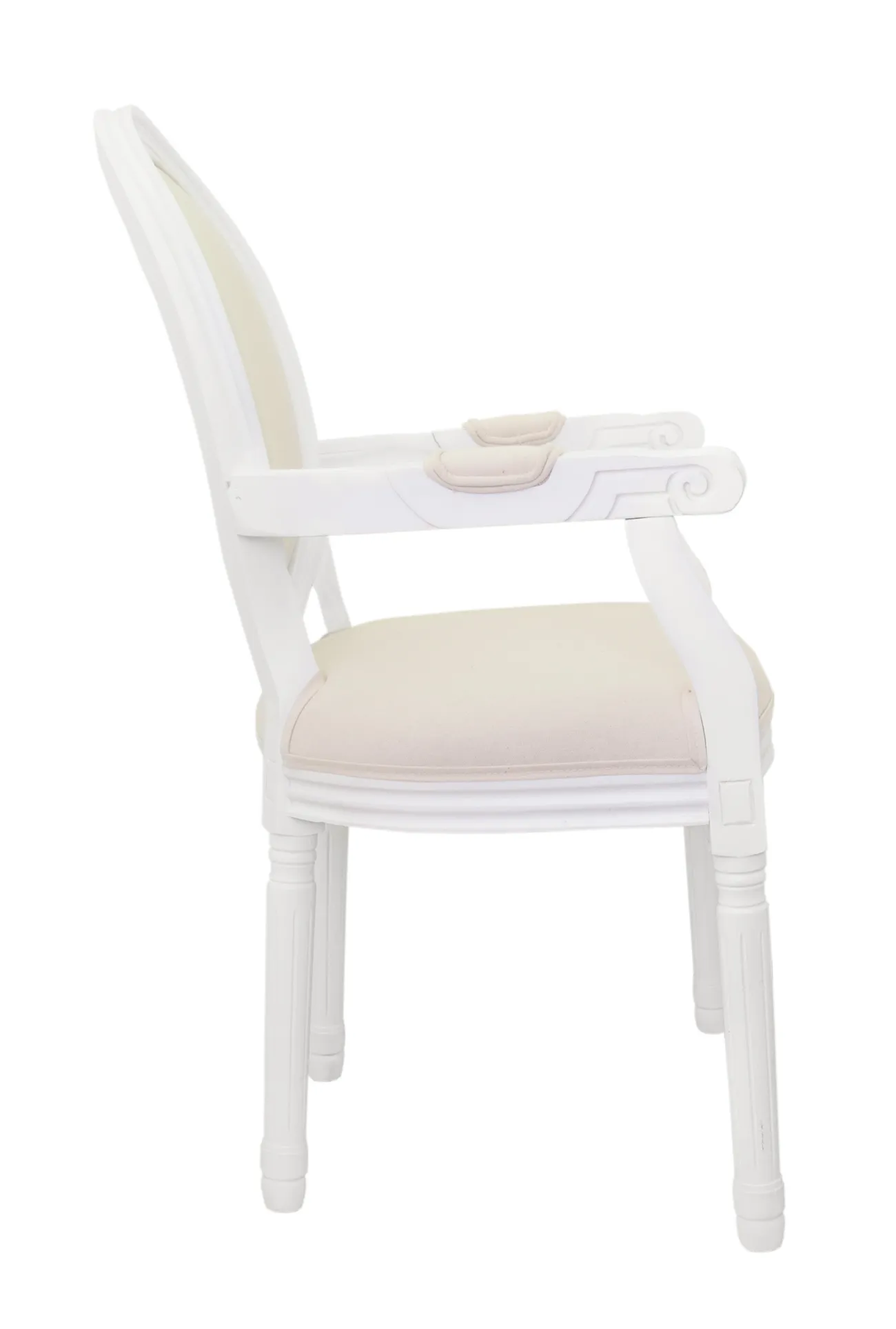 купить Мягкий стул с подлокотниками Volker Arm Beige and White в Москве купить Мягкий стул с подлокотниками Volker Arm Beige and White