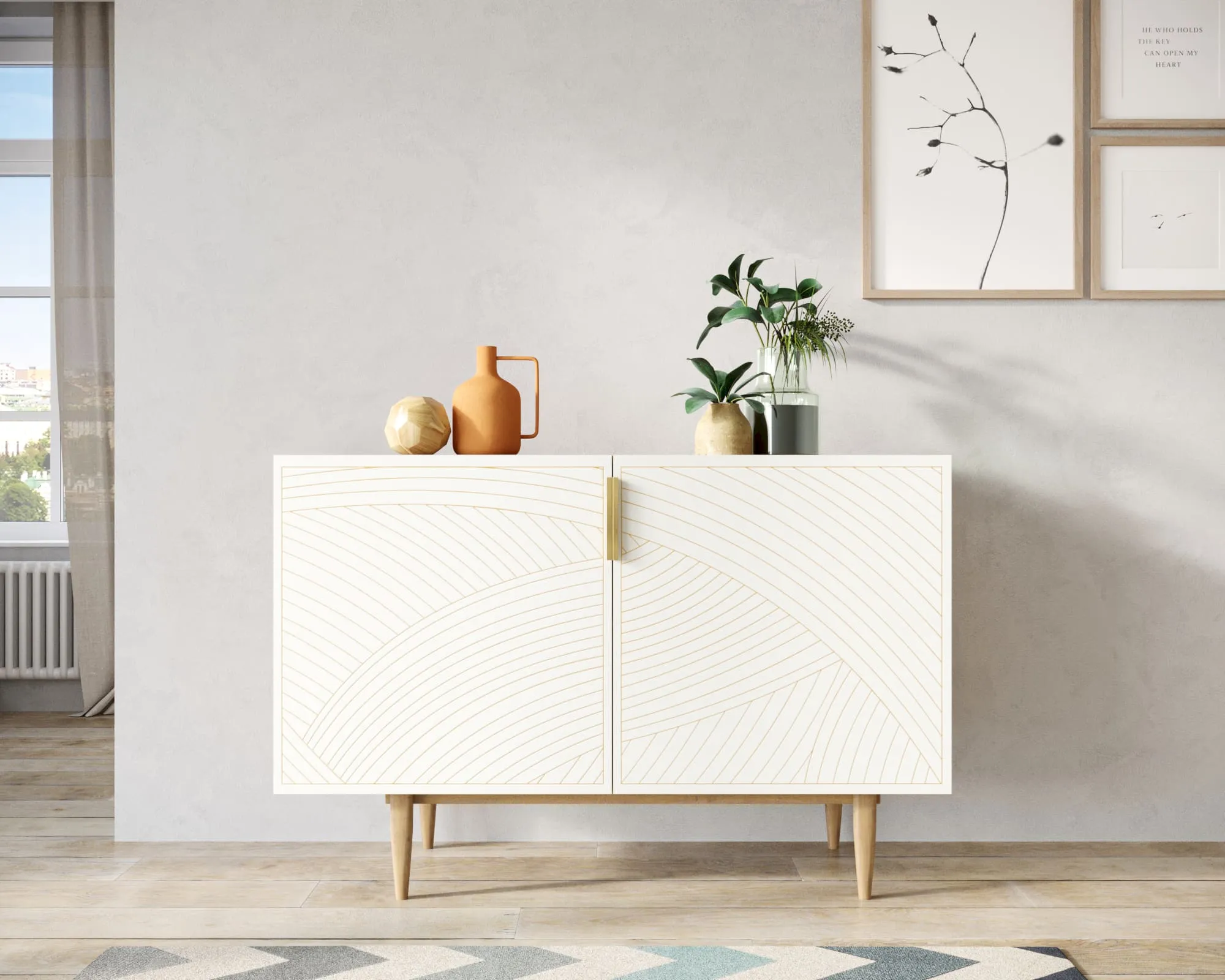 Комод с двумя дверками "Лайн (Line)" LN01/GR1/beige в интернет-магазине
