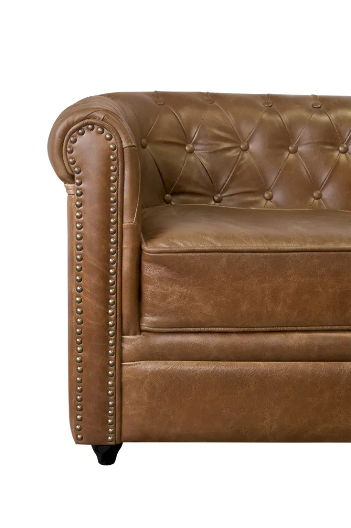 Кожаный диван лофт Karo Brown leather 3S в интерьере в Краснодаре