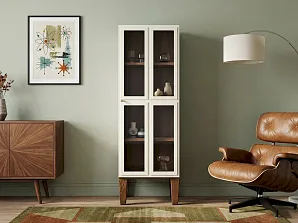 купить красивый Шкаф-витрина "Андерсен (Andersen)" с рифлеными стеклами арт AN14WH в Краснодаре