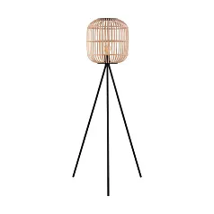 купить красивые 43219 Торшер BORDESLEY c ножн. выкл., 1x28W (E27), ?350, H1390, сталь, черный/дерево, натуральный в интернет-магазине в Краснодаре