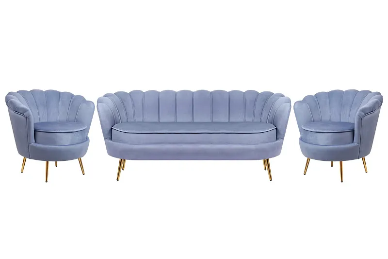 Комплект кресел и дивана ракушка Pearl Triple Blue