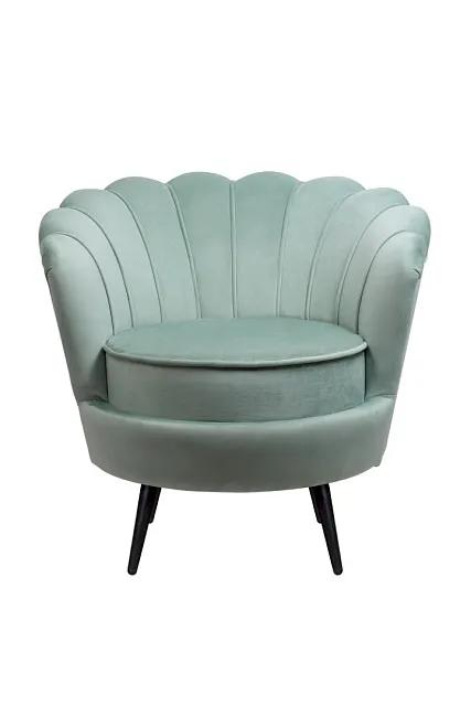 Низкое кресло ракушка Pearl Green на черных ножках в Краснодаре Низкое кресло ракушка Pearl Green на черных ножках