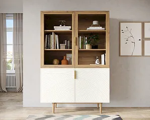 Буфет с двумя дверками "Лайн (Line)" LN11/GR1/beige в интерьере в Краснодаре